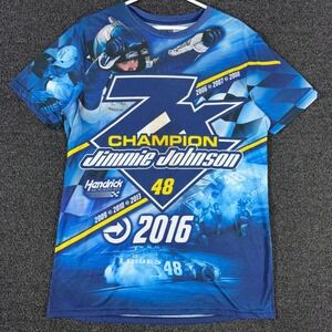 Hendrick Motorsports Jimmie Johnson All Over Print NASCAR T-Shirt Blue Men's M